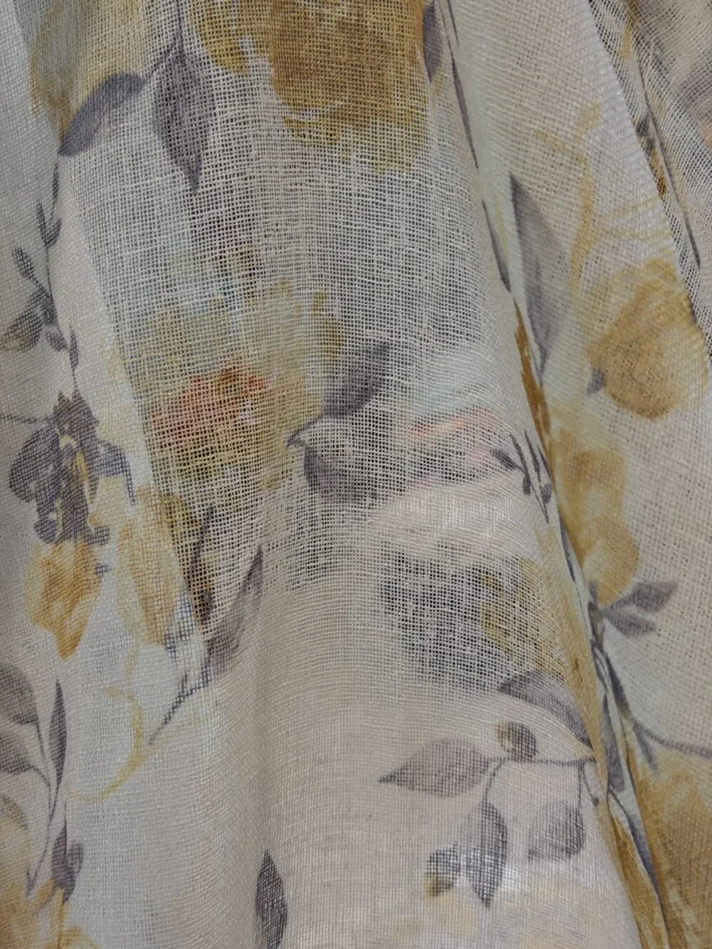 Ralph Lauren Belleisle Back Tab Window Panel Drapes 50 x 96 Floral Yellow Sheer